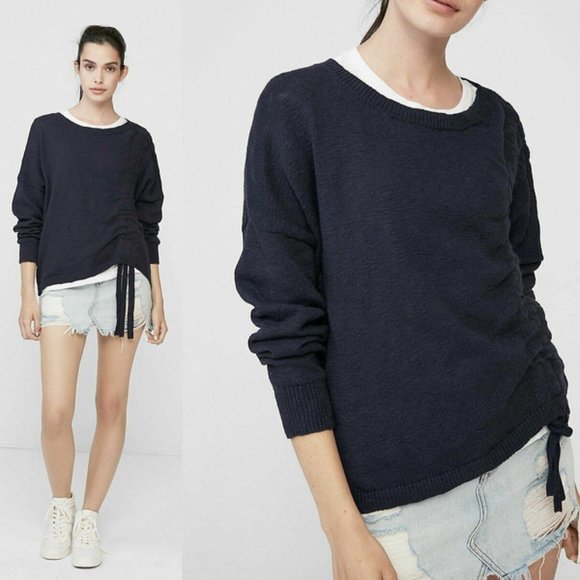 Express Marled Asymmetrical Ruched Pullover Sweater XS - Picture 1 of 7